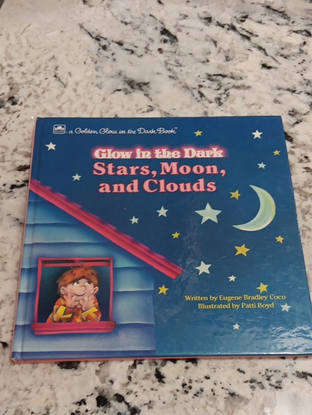 Glow in the Dark Stars, Moon, and Clouds Kids Book - Blue